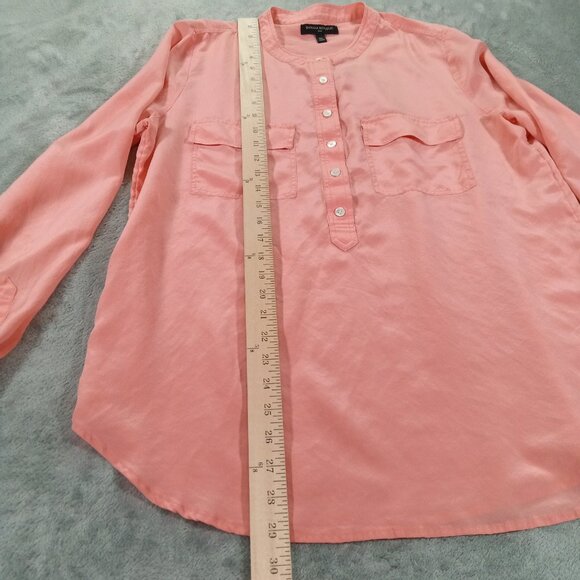 Banana Republic 100% Silk Top Blouse Women's XL Pink Semi Sheer Long Sleeve - Picture 7 of 10